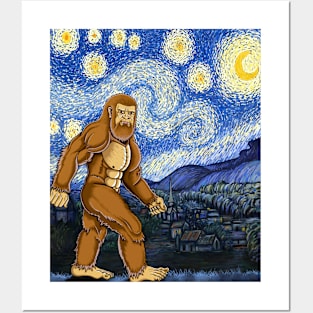 Bigfoot Van Gogh starry night Posters and Art